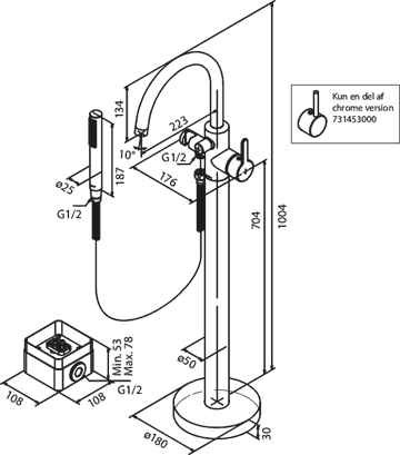 Damixa SILHOUET Fritstående kararmatur i børstet bronze PVD